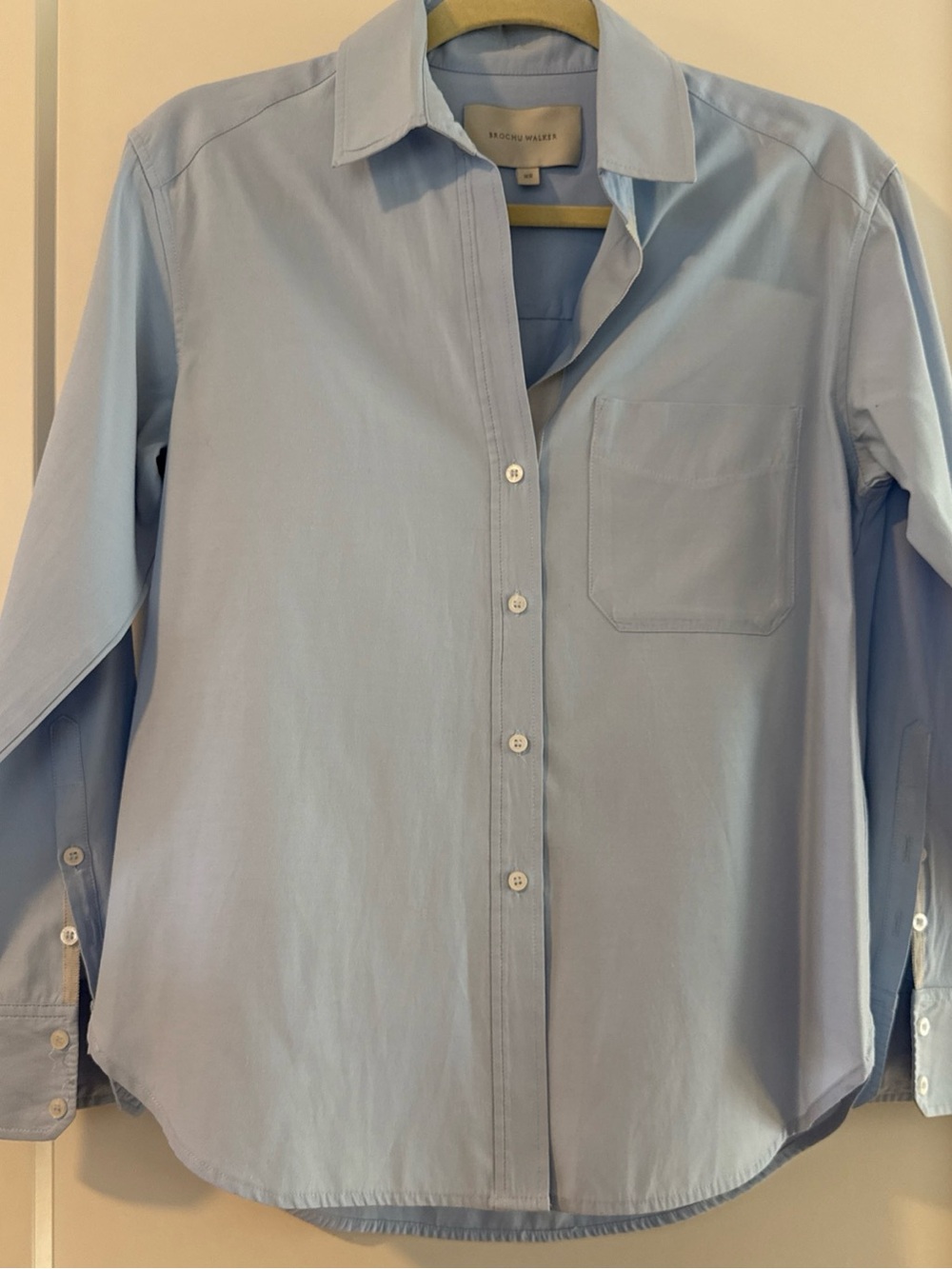 XS Brochu Walker Everyday Shirt Relaxed Poplin Blue Long Sleeve Collar Orig$238